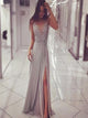 Sweep Train Grey Evening Dresses