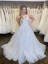 A Line Spaghetti Straps Tulle Appliques Prom Dress LBQ3785