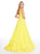 Sweep Train Yellow Open Back Evening Dresses