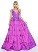 Purple Ruffles Evening Dresses