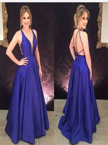 Sweep Train Blue Evening Dresses