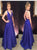 Sweep Train Blue Evening Dresses