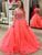 Floor Length Watermelon Evening Dresses