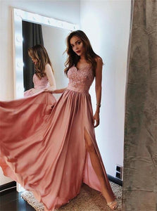 Sweep Train Pink Evening Dresses