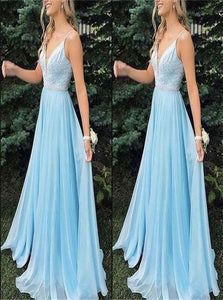 Sweep Train Sleeveless Chiffon Prom Dresses