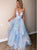 V Neck A Line Organza Appliques Ruffles Prom Dress