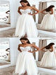 White Sweetheart Tulle Appliques Prom Dresses with Slit 