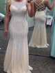 Mermaid Chiffon Criss Cross Beadings Prom Dresses