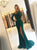 Emerald Green Lace Mermaid Long Sleeves Prom Dresses