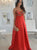 Red Floral Strapless Satin Open Back A Line Prom Dresses LBQ1962