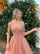 Sweep Train Pink Evening Dresses