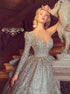 Ball Gown One Shoulder Long Sleeve Sequins Open Back Prom Dress LBQ2738