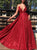 Sweep Train Red Evening Dresses