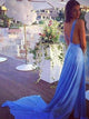 Sweep Train Blue Evening Dresses