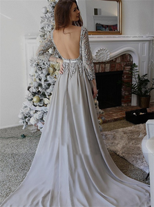 Open Back Chiffon Prom Dresses