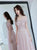 A Line Off the Shoulder Appliques Tulle Pink Prom Dresses 