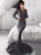 Mermaid High Neck Long Sleeves Grey Sequined Prom Dresses