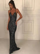 Mermaid Floor Length V Neck Sequins Prom Dresses