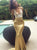 Sweep Train Golden Evening Dresses