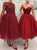 A Line Long Sleeves Tea Length Prom Dresses with Appliques