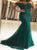 Mermaid Short Sleeves Lace Prom Dresses with Sweep Train