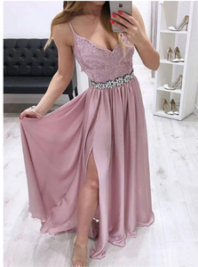 A Line Pink Evening Dresses