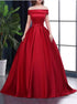 Red Satin Off the Shoulder Prom Dress LBQ1012