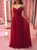 Sweetheart Burgundy Chiffon A Line Prom Dresses