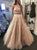 Two Pieces A Line Halter Appliques Tulle Prom Dresses