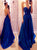 Navy Blue Sleeveless Backless Prom Dresses