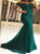 Mermaid Off The Shoulder Green Beadings Lace Prom Dresses