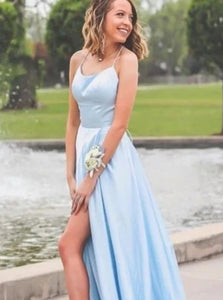 Floor Length Sleeveless Prom Dresses with Slit