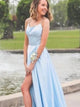 Floor Length Sleeveless Prom Dresses with Slit
