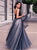 A Line V Neck Tulle Black Pleats Prom Dress LBQ2811