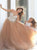 A Line Sweetheart Beadings Tulle Champagne Prom Dresses