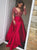 Mermaid Long Sleeves Red Lace Prom Dresses 