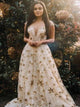 Cap Sleeves A Line Lace Prom Dresses