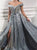 A Line Off the Shoulder Sparkling Satin Prom Dresses