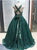 Sweep Train Green Evening Dresses