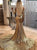 Long Sleeves Gold Sequins Mermaid Prom Dresses 