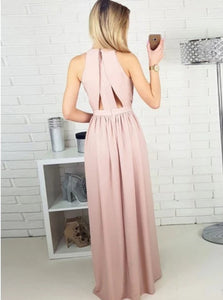 Floor Length Pink Evening Dresses with Slit
