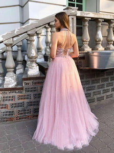 Sweep Train Pink Evening Dresses