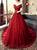 Ball Gown Off the Shoulder Tulle Red Prom Dresses