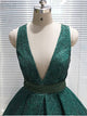 V Neck Green Evening Dresses