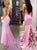 Pink Mermaid Sweetheart Satin Appliques Prom Dresses