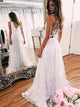 Sweep Train Ivory Lace Evening Dresses