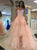 Floor Length Sleeveless Peach Pink Prom Dresses with Appliques