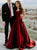 A Line Red Spaghetti Straps Satin Prom Dresses with Pockets