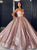 Spaghetti Straps Ball Gown Sequins Prom Dresses with Pockets 