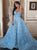 Sweep Train Sleeveless Blue Prom Dresses